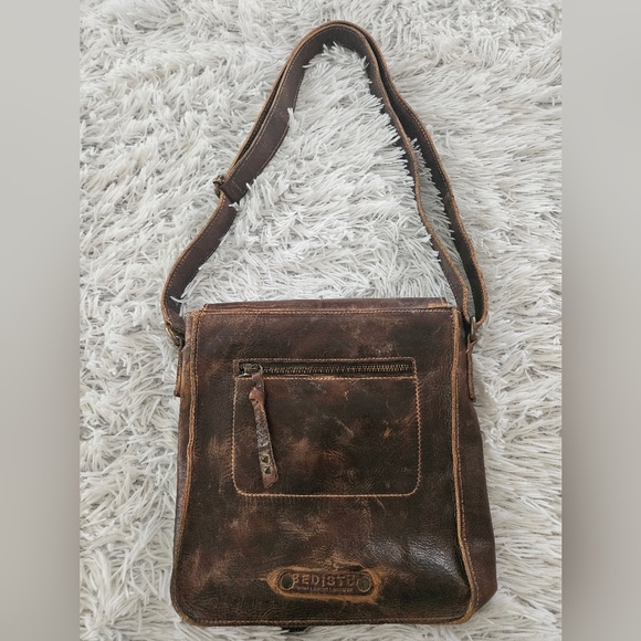 BED|STU RARE CROSSBODY LEATHER HANDBAG RUSTIC BROWN STUDDED SUMMERLAND LIKE NEW - Picture 3 of 16